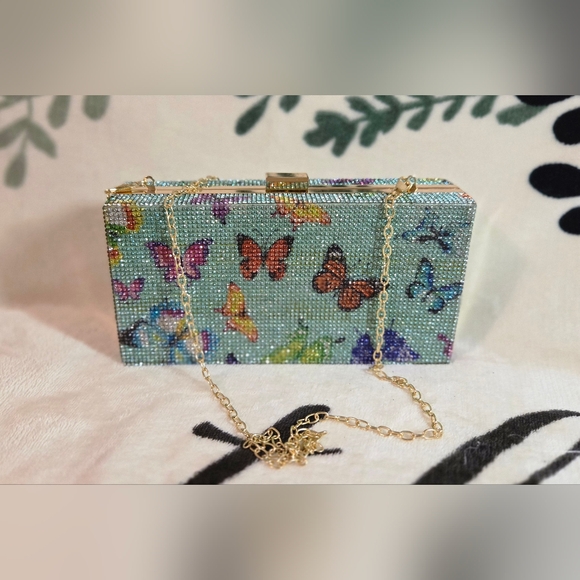 NWOT Butterfly Rhinestone Clutch (Green) - Picture 10 of 10